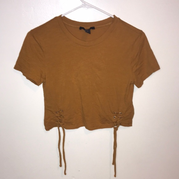 Forever 21 short sleeve drawstring laces crop top - Picture 1 of 11